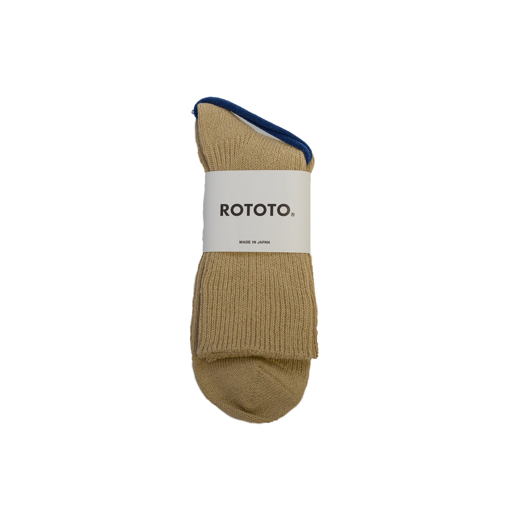 RoToTo Washi/Recycle Cotton Rib Crew Socks Beige