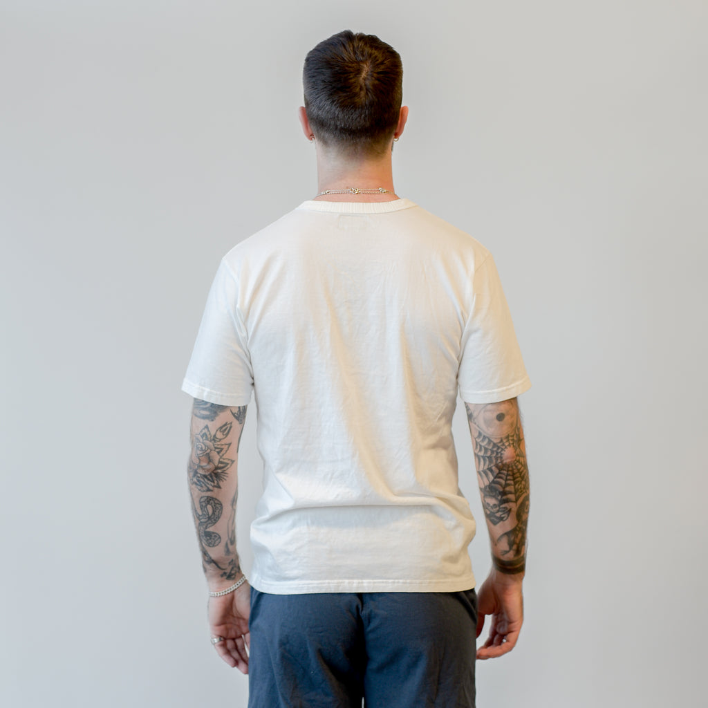 National Athletic Goods Rib Pocket Tee Combed Cotton Jersey White model back