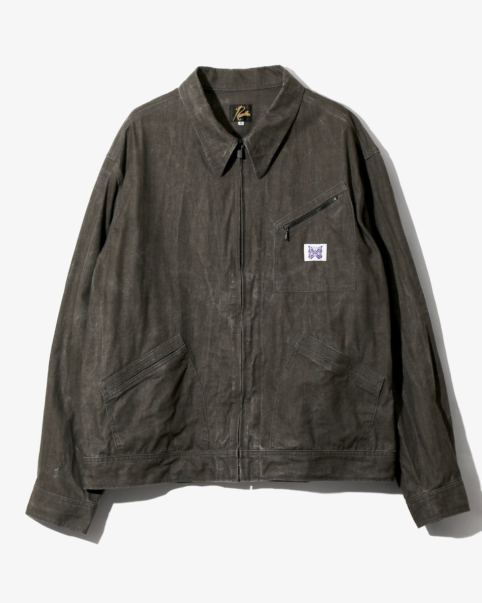ジャケット・アウター needles work sports jacket 70s Needles Zipped Work Jacket C/L Canvas Sumi Dye Black – The Foxhole