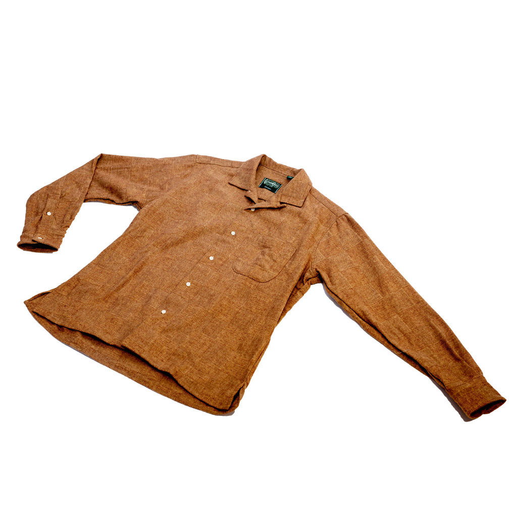 Gitman Vintage Tan Brushed Tonal Patchwork Long Sleeve Camp Shirt w/ Pocket