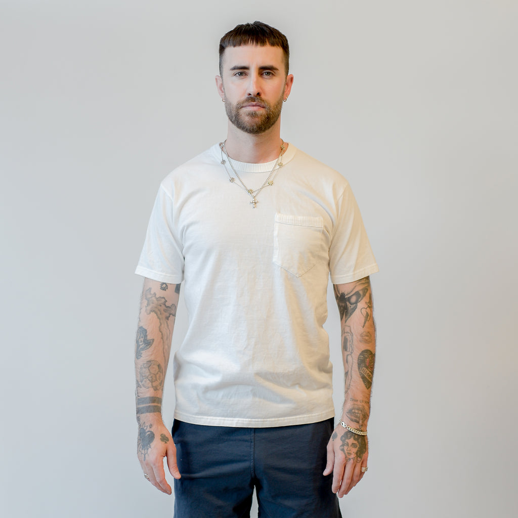 National Athletic Goods Rib Pocket Tee Combed Cotton Jersey White model front