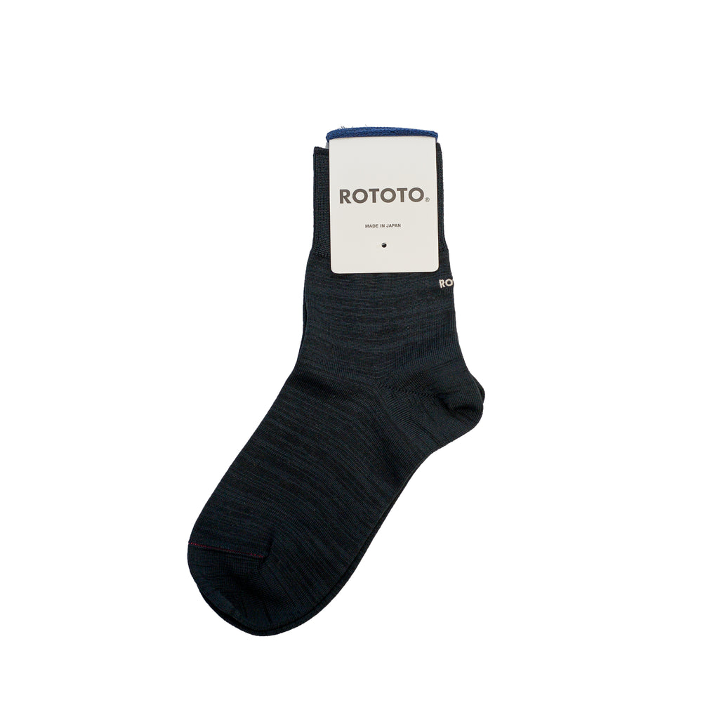 RoToTo Organic Cotton & Recycle Polyester Mini Crew Socks Black