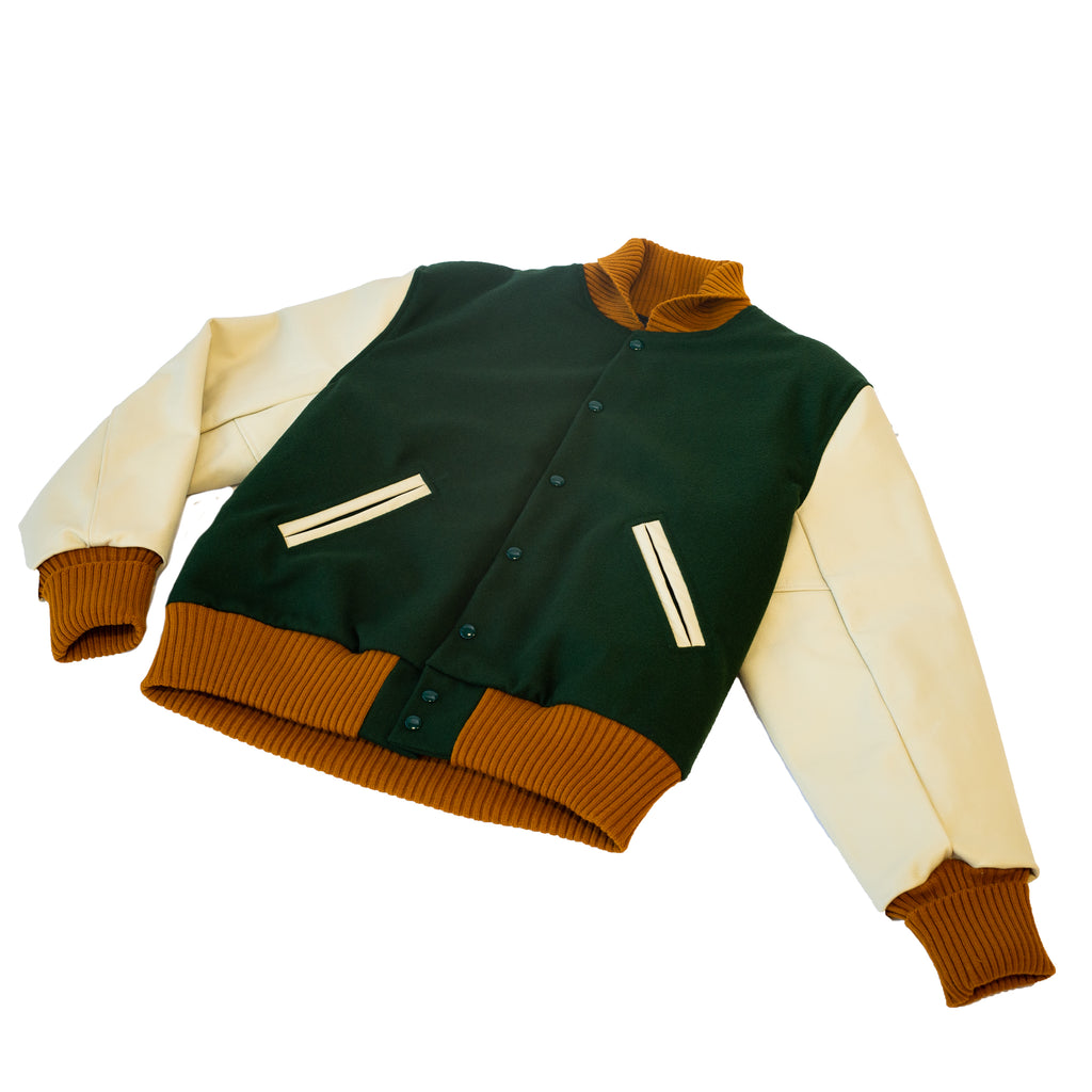 Engineered Garments Varsity Jacket Olive Wool Melton