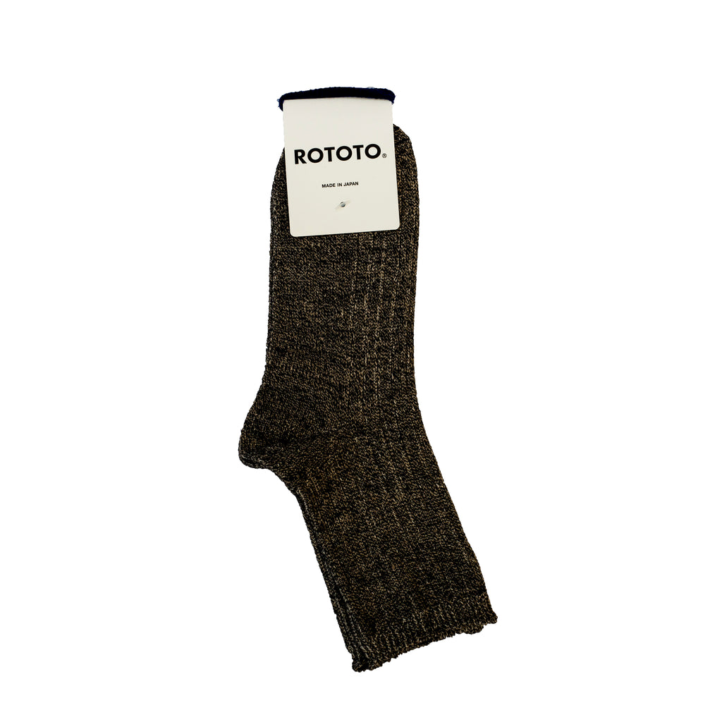 RoToTo Linen Cotton Ribbed Ankle Socks Mix Black