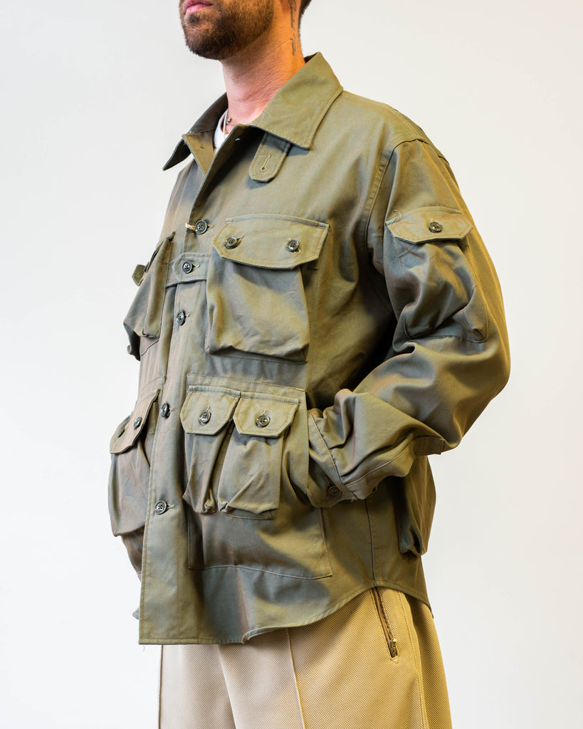 Engineered Garments Explorer Shirt Jacket Olive PC Iridescent Heavy Twill detail