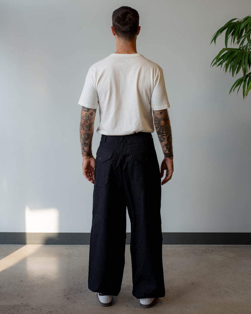 Engineered Garments Over Pant Black Cotton Brushed HB on model back