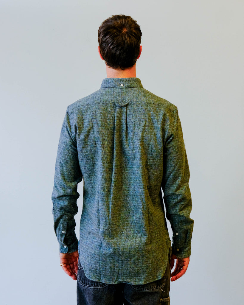 Gitman Vintage Blue Cotton Tweed back