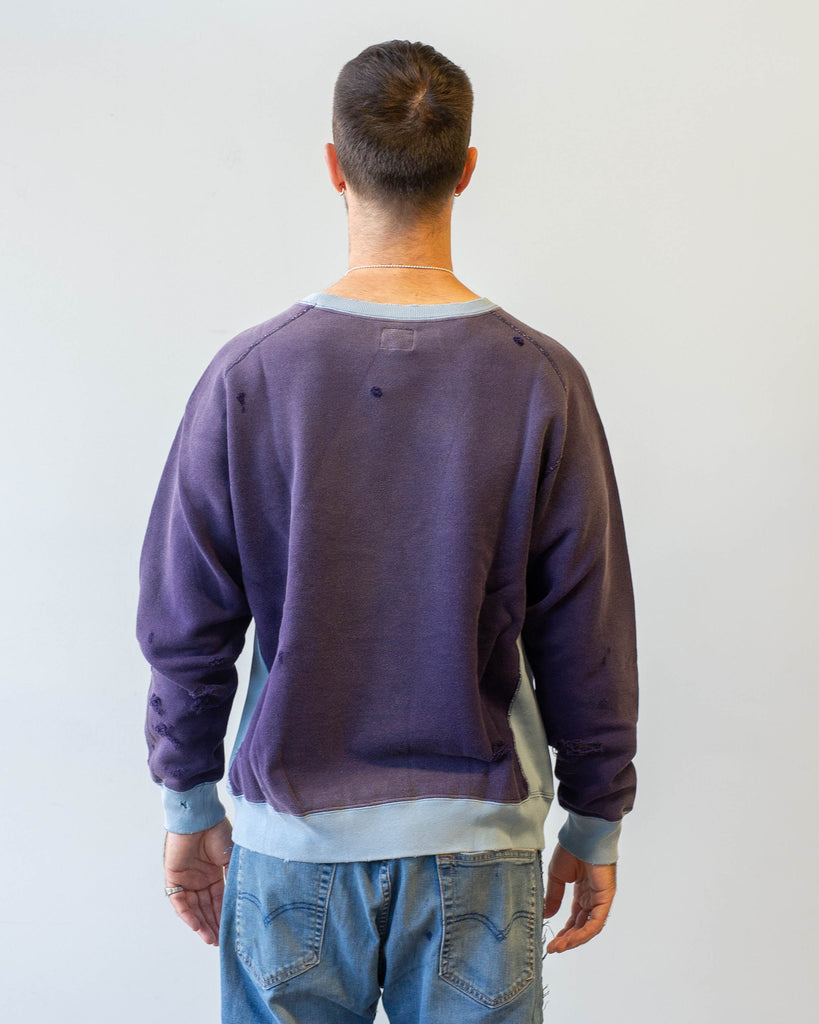 Needles 2-Tone Crew Neck Sweat Shirt Cotton French Terry Purple back