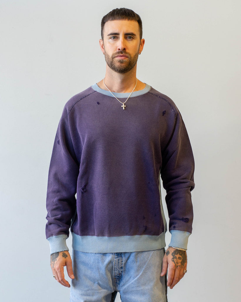 Needles 2-Tone Crew Neck Sweat Shirt Cotton French Terry Purple model