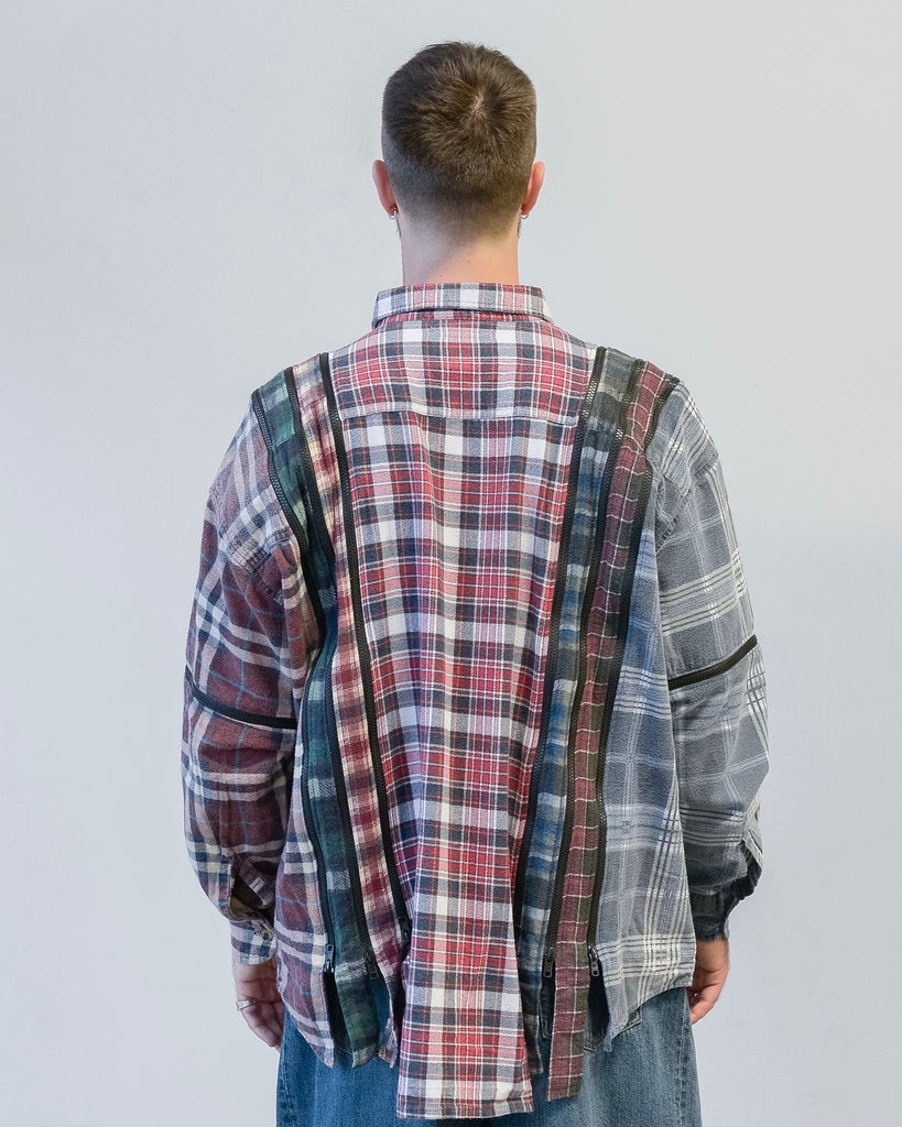 Needles Flannel Shirt -> 7 Cuts Zipped Wide Shirt B back