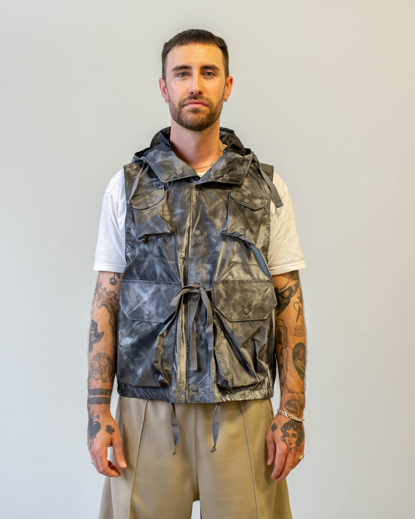 Engineered Garments Field Vest Silver Nylon Shadow Print