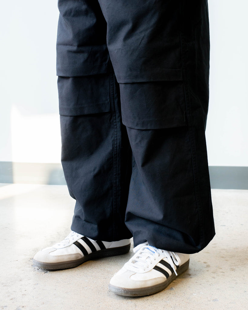 Engineered Garments Over Pant Black Cotton Brushed HB knee pleats