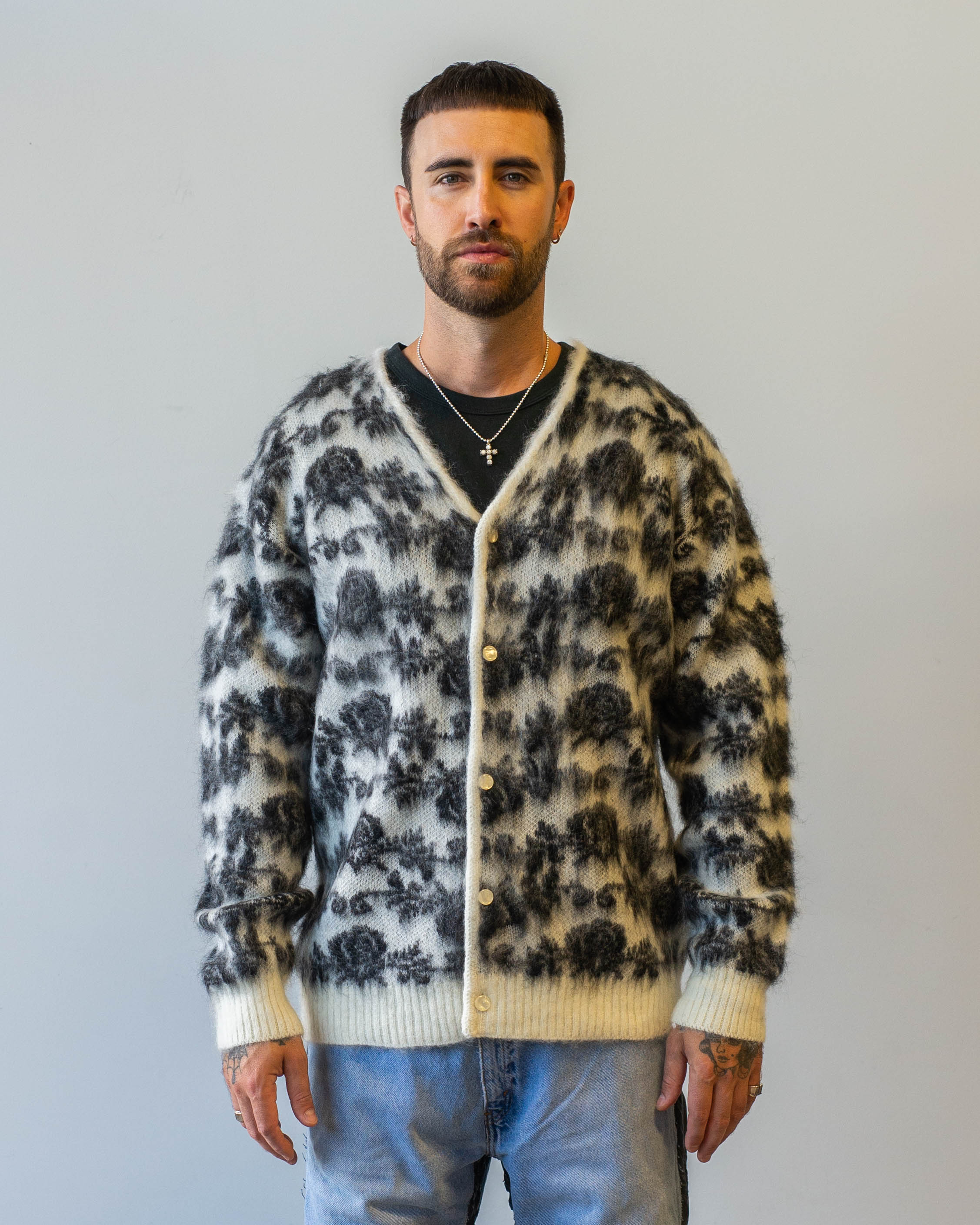 トップス NEEDLES MOHAIR CARDIGAN - ROSE Needles Mohair Cardigan Rose Dark Brown | Cultizm