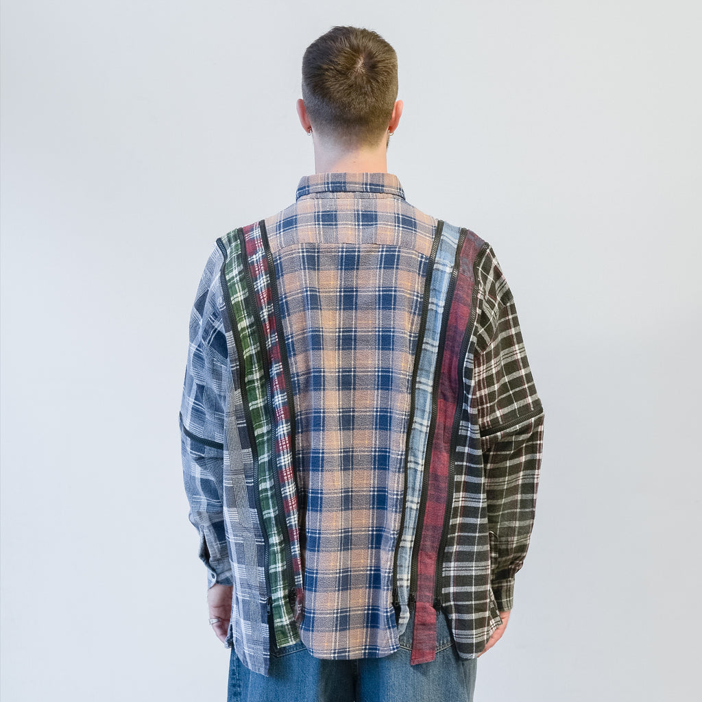 Needles Flannel Shirt -> 7 Cuts Zipped Wide Shirt D back