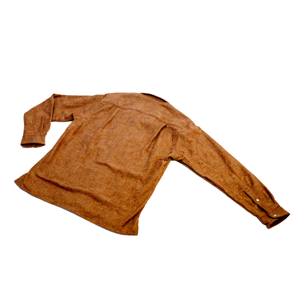 Gitman Vintage Tan Brushed Tonal Patchwork Long Sleeve Camp Shirt w/ Pocket back