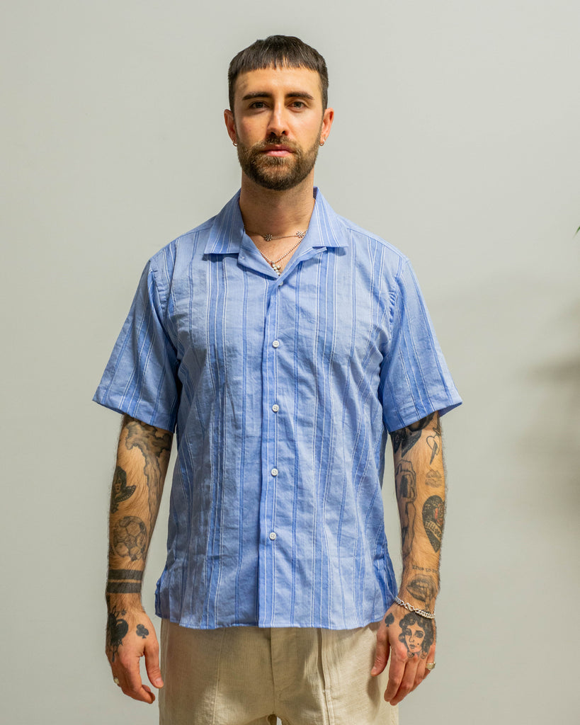 Gitman Vintage Blue Japanese Dobby Camp Shirt