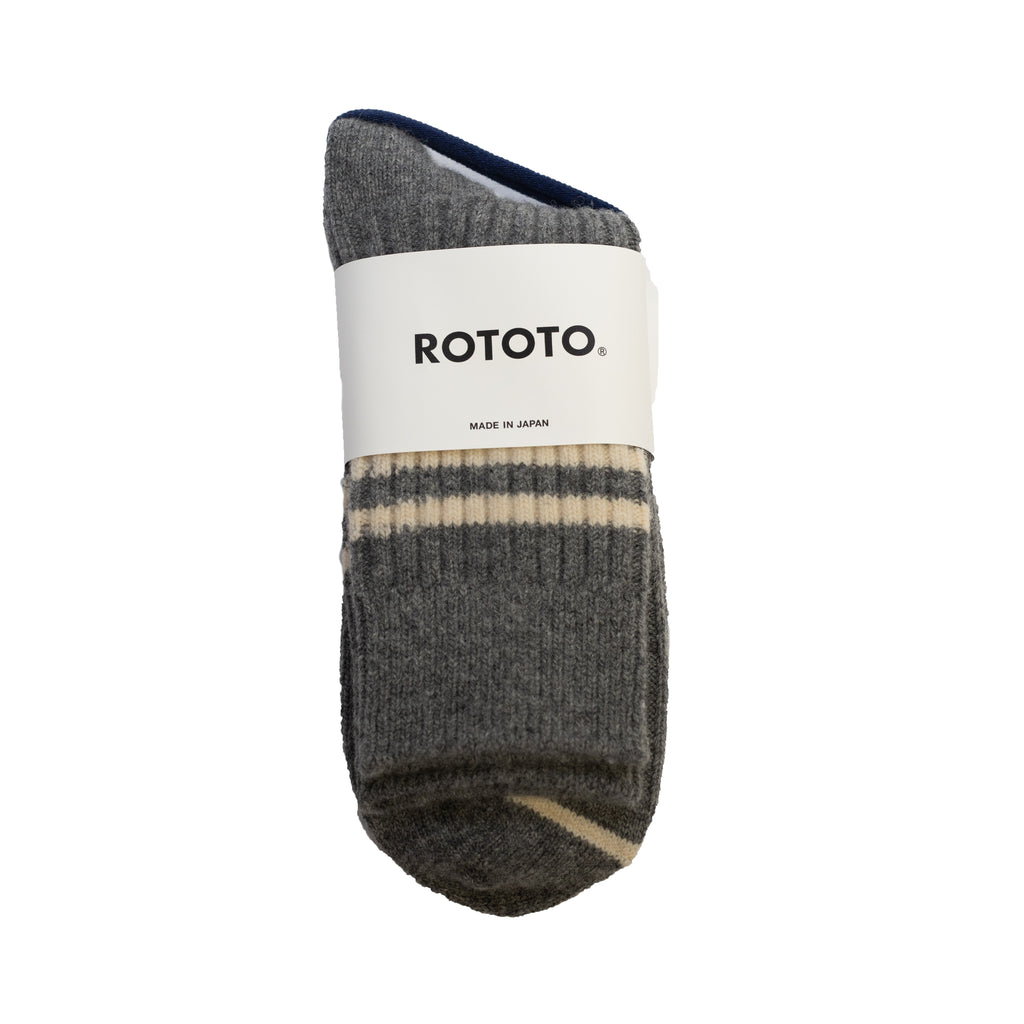 RoToTo Merino Lambswool Stripe Socks Gray