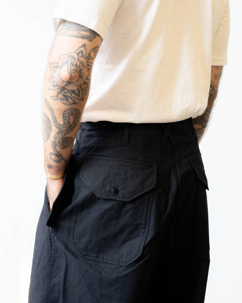 Engineered Garments Over Pant Black Cotton Brushed HB rear pocket