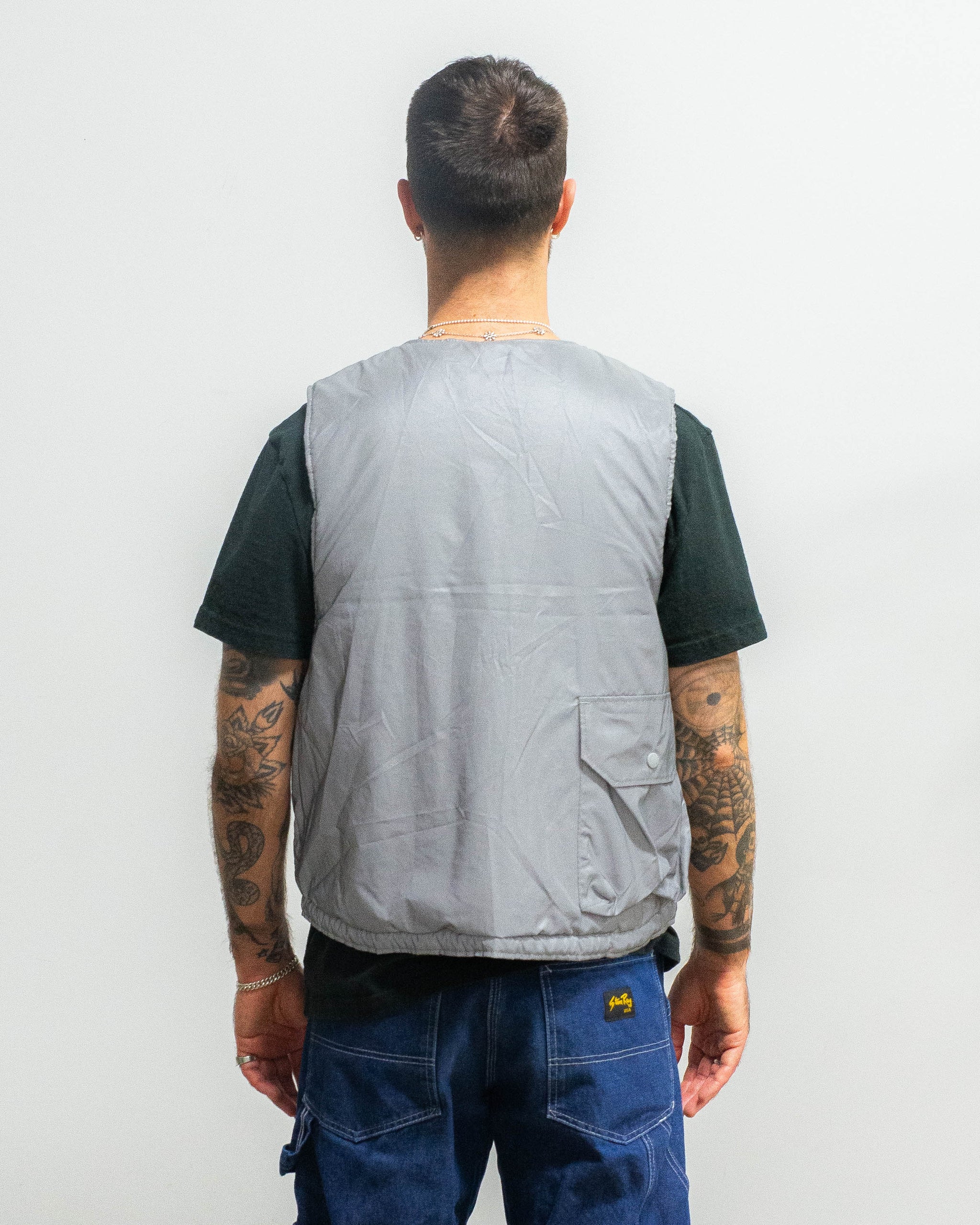 Engineered Garments Cover Vest Silver Poly Reflective Taffeta