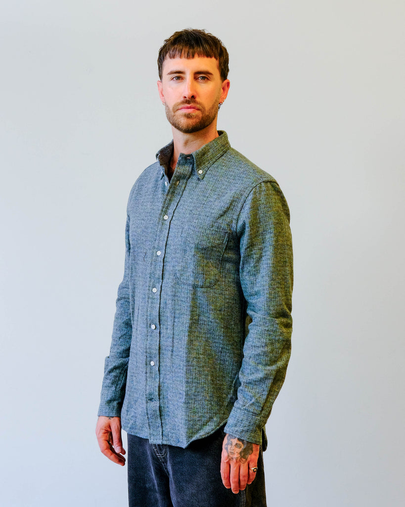 Gitman Vintage Blue Cotton Tweed model