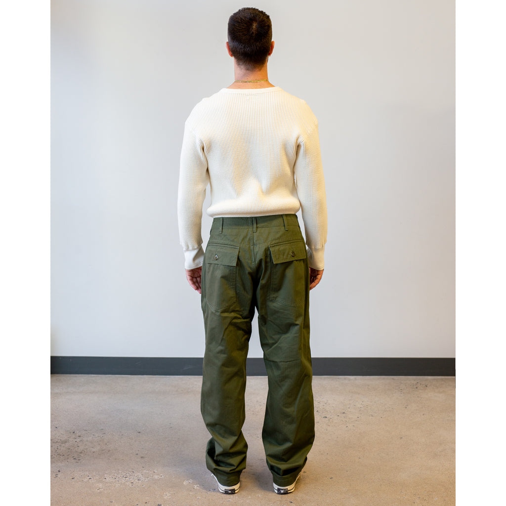 Engineered Garments Fatigue Pant Olive Cotton Herringbone Twill model back