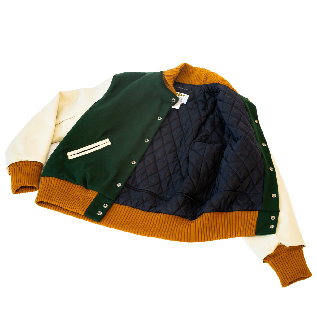 Engineered Garments Varsity Jacket Olive Wool Melton lining
