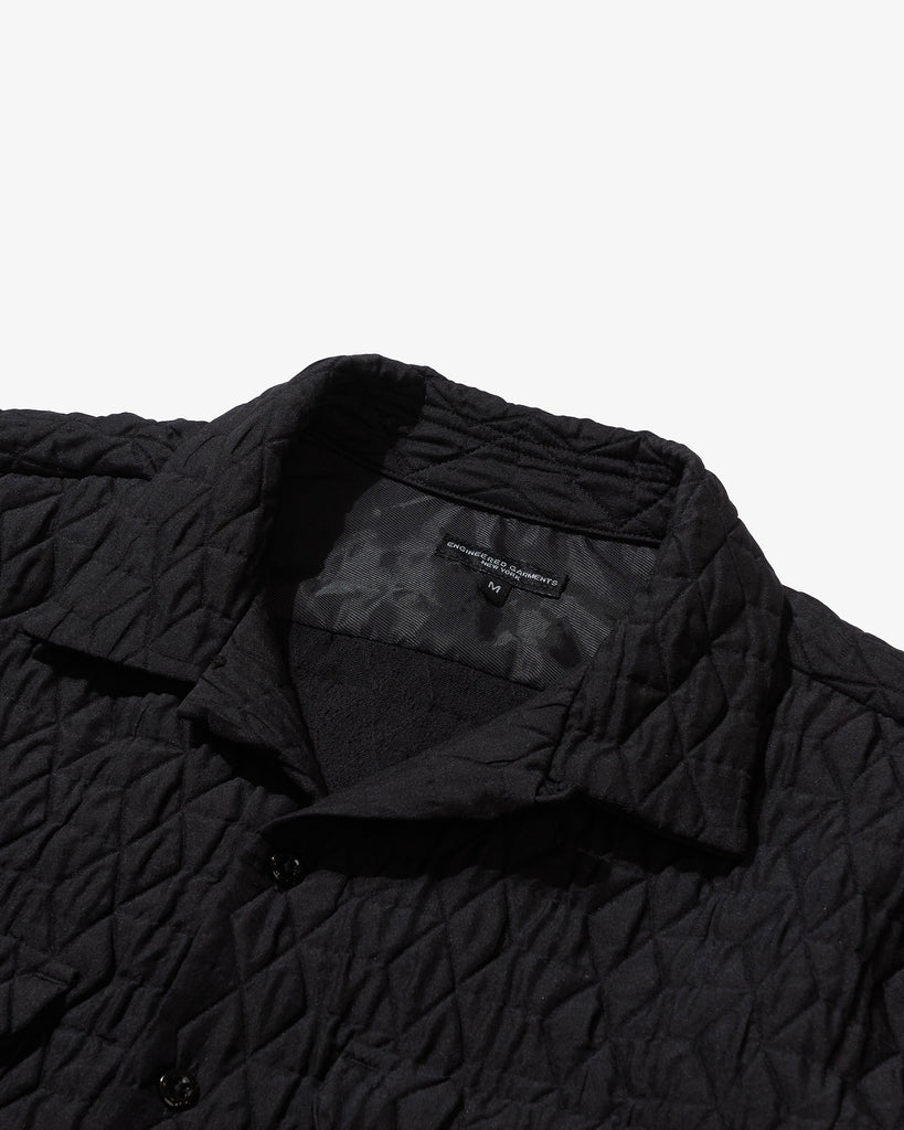 Engineered Garments Classic Shirt Black Polyester Geo Quilt collar detail