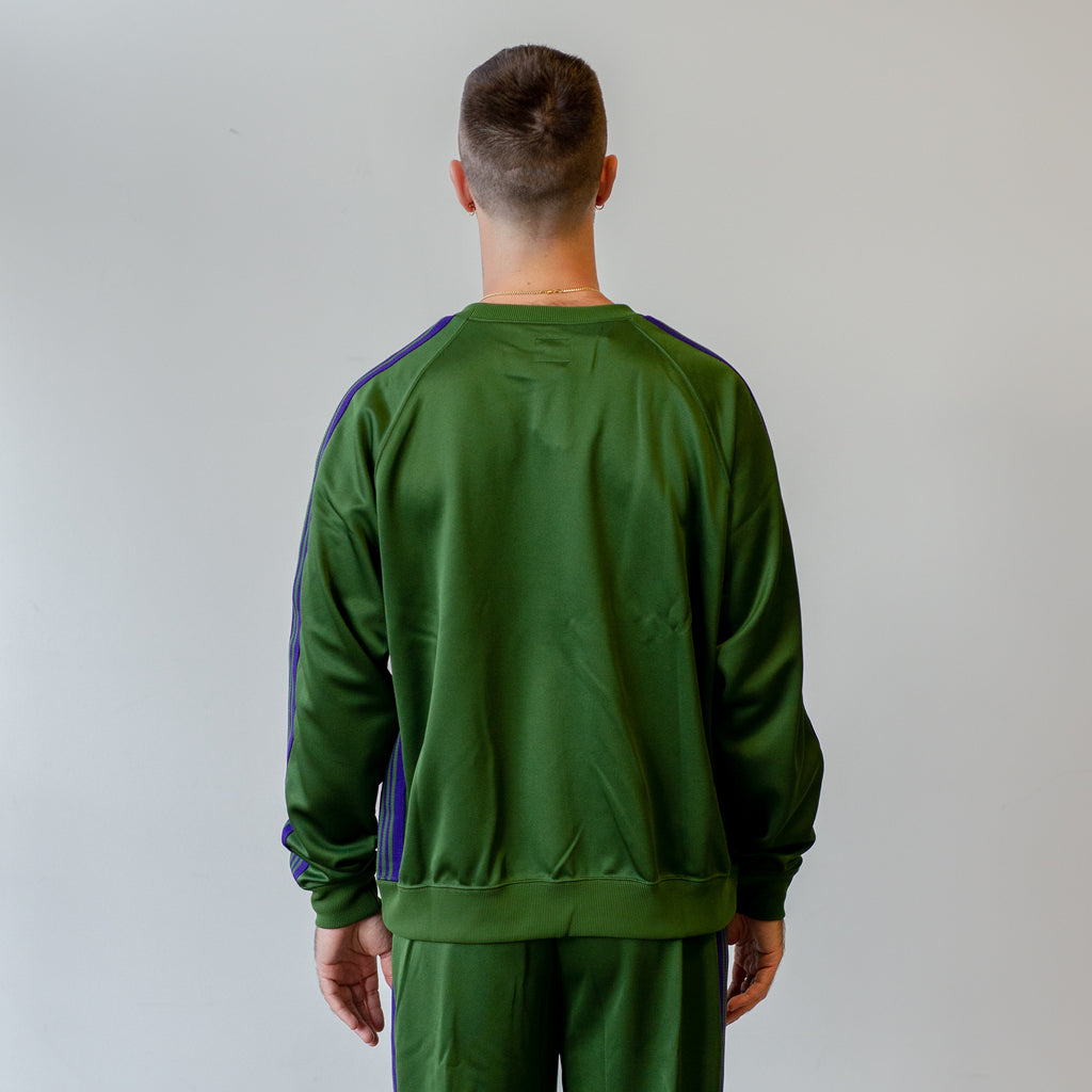 Needles Track Crew Neck Shirt Poly Smooth Ivy Green model back