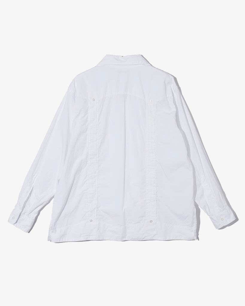 Engineered Garments Guayabera Shirt White 100's 2Ply Broadcloth flat back