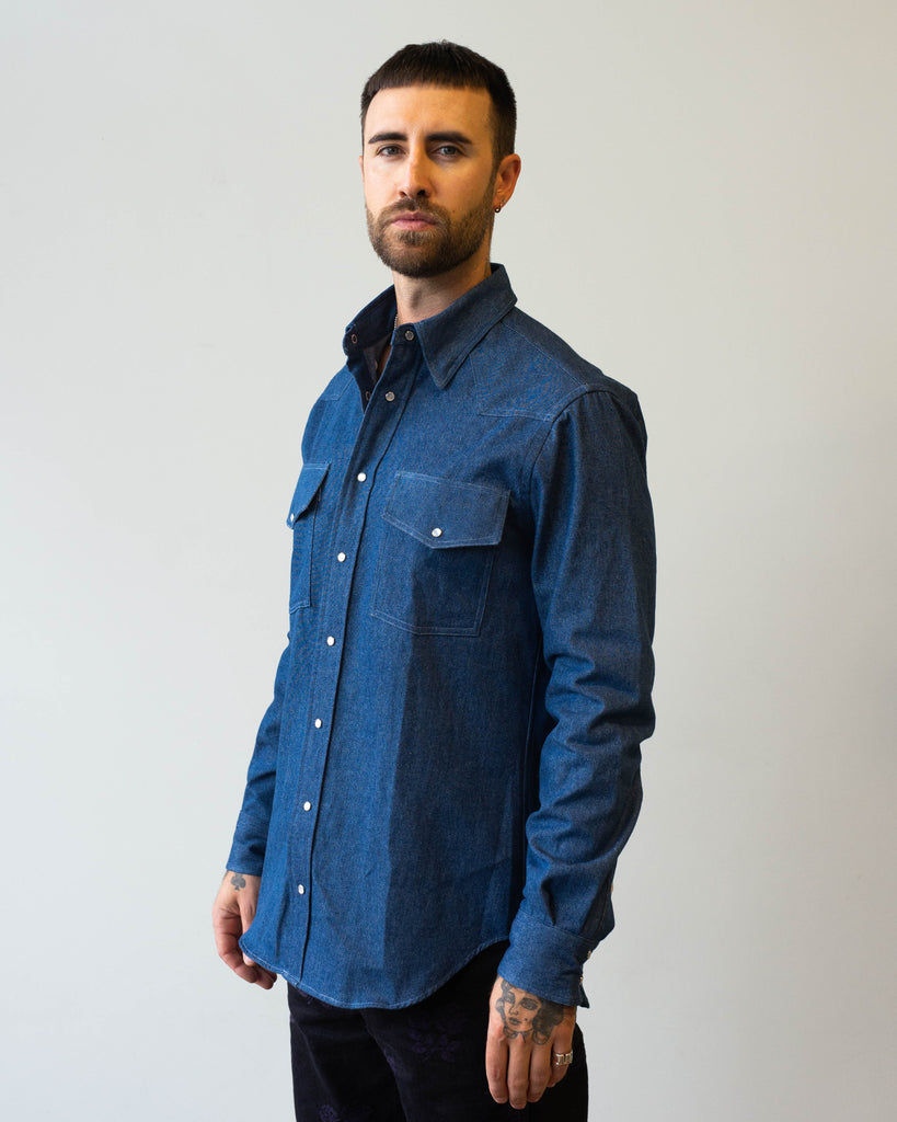 Gitman Vintage Light Denim Western Shirt angle