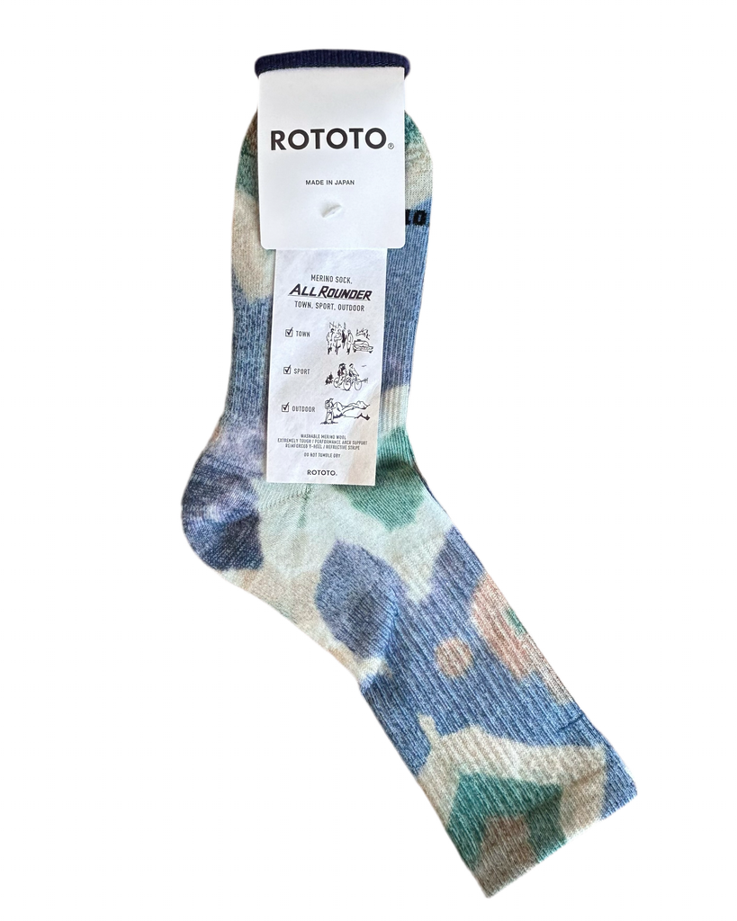 ROTOTO Allrounder "Merino Crew Tie Dye" Green/Blue