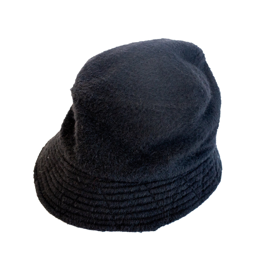 Engineered Garments Bucket Hat Black Polyester Wool Shaggy