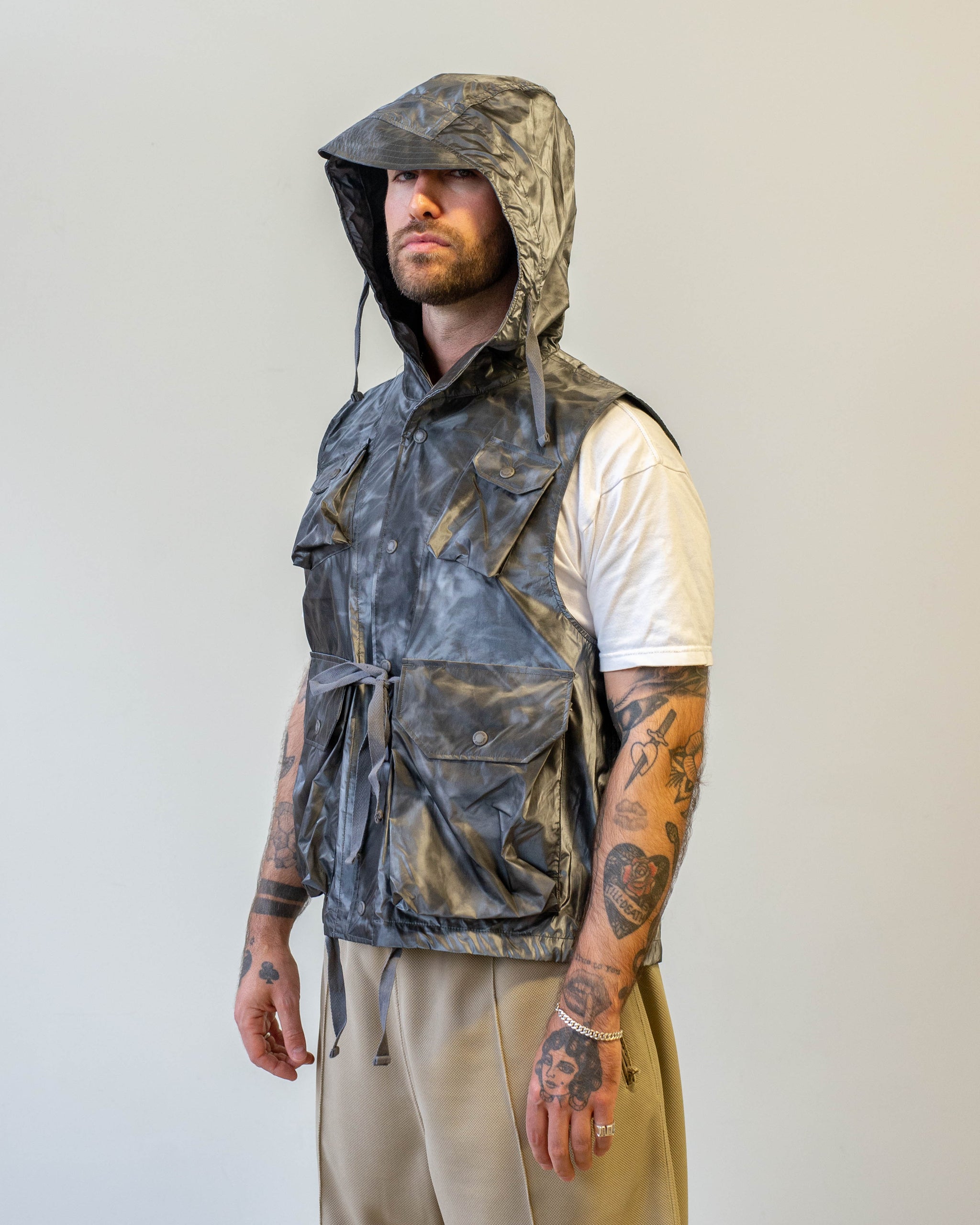 Engineered Garments Field Vest Silver Nylon Shadow Print – The Foxhole