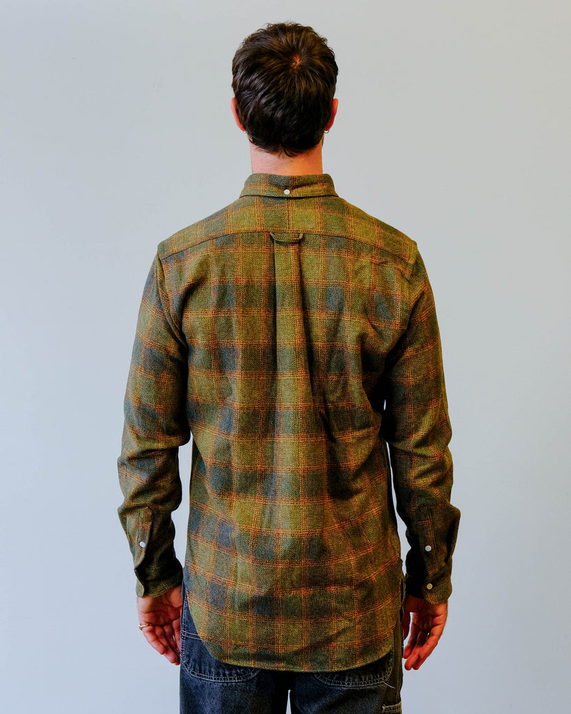 Gitman Vintage Olive Cotton Tweed Check back