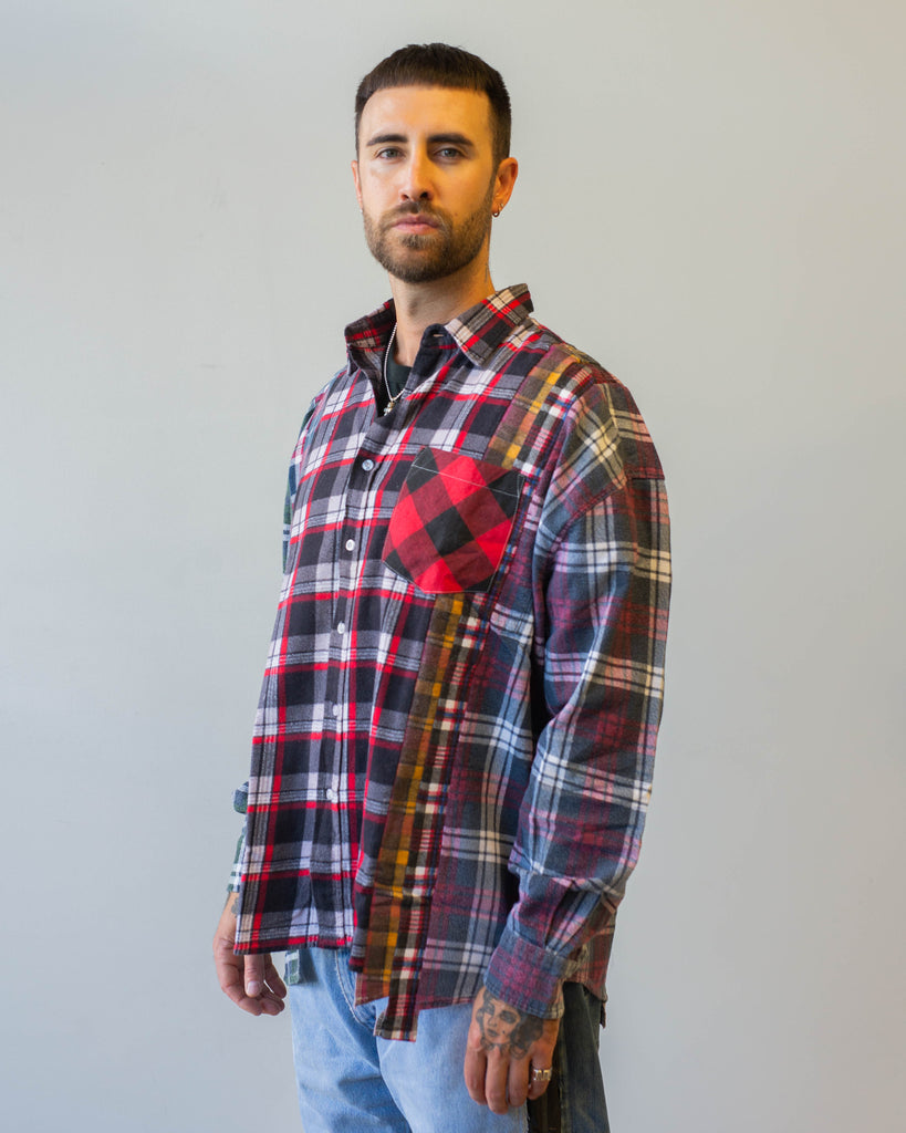 Needles Flannel Shirt -> 7 Cuts Wide Shirt A angle