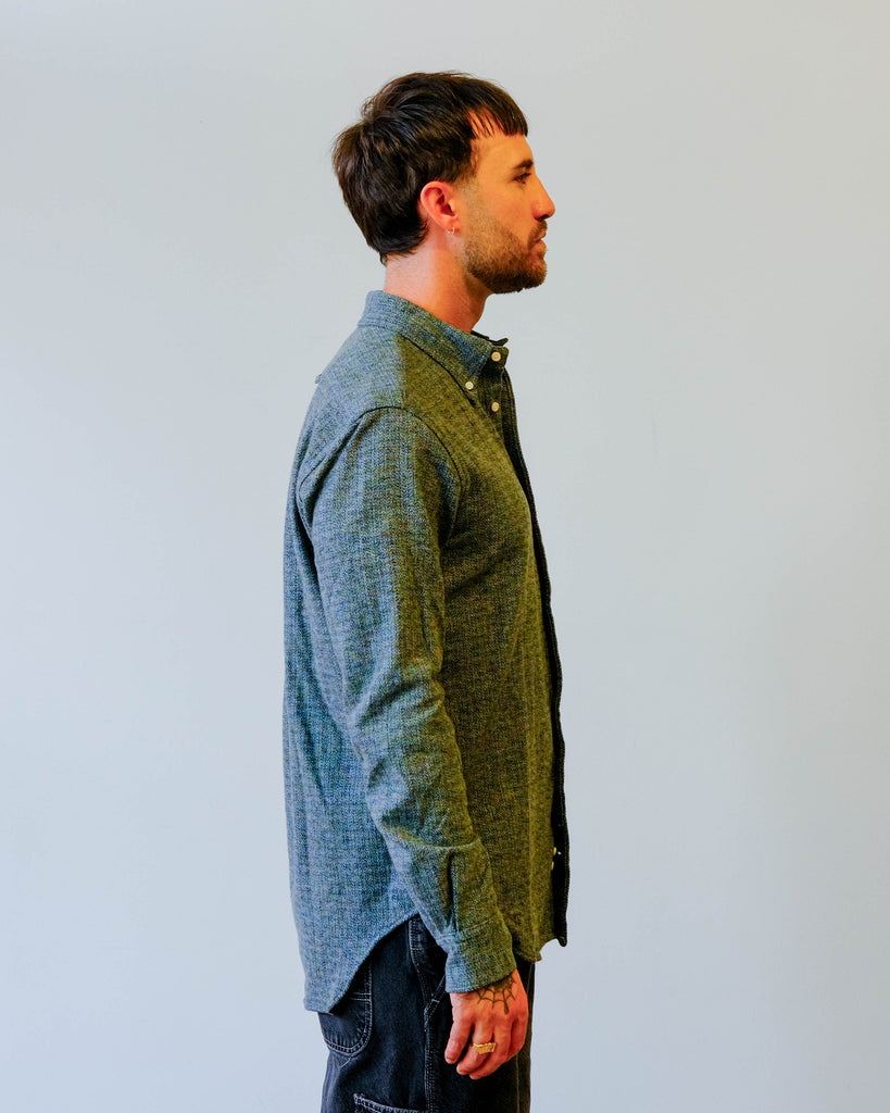 Gitman Vintage Blue Cotton Tweed side