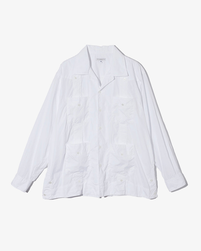 Engineered Garments Guayabera Shirt White 100's 2Ply Broadcloth flat