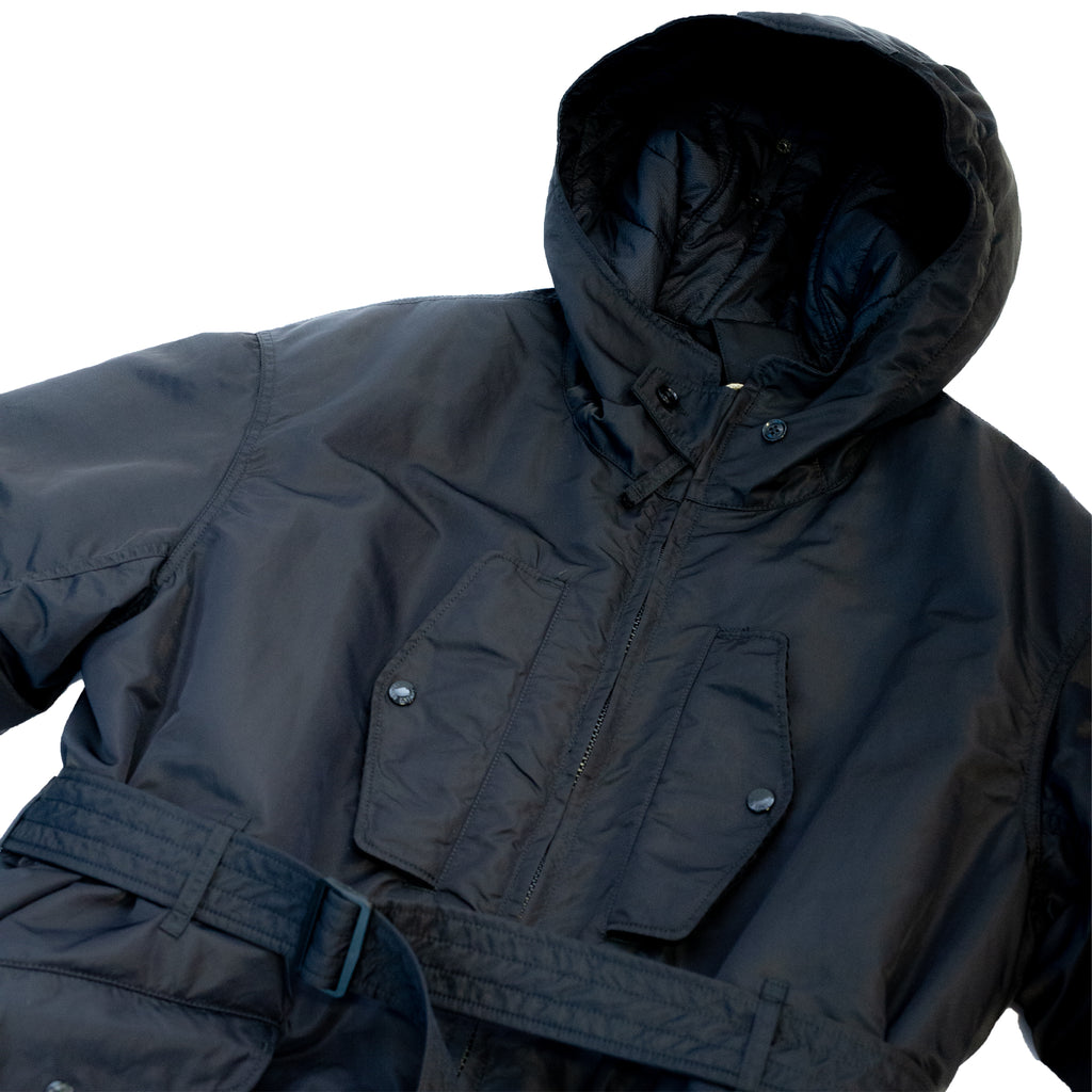 Engineered Garments Storm Coat Black Flight Satin Nylon hood