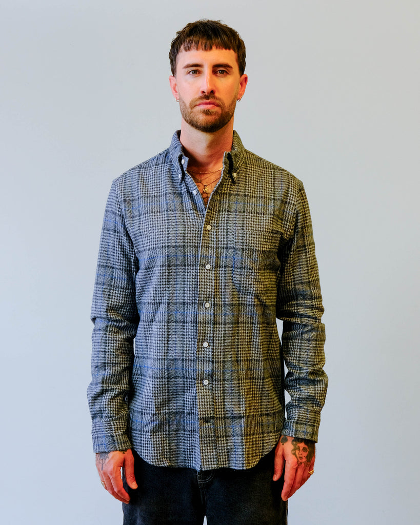 Gitman Vintage Grey Cotton Tweed Check