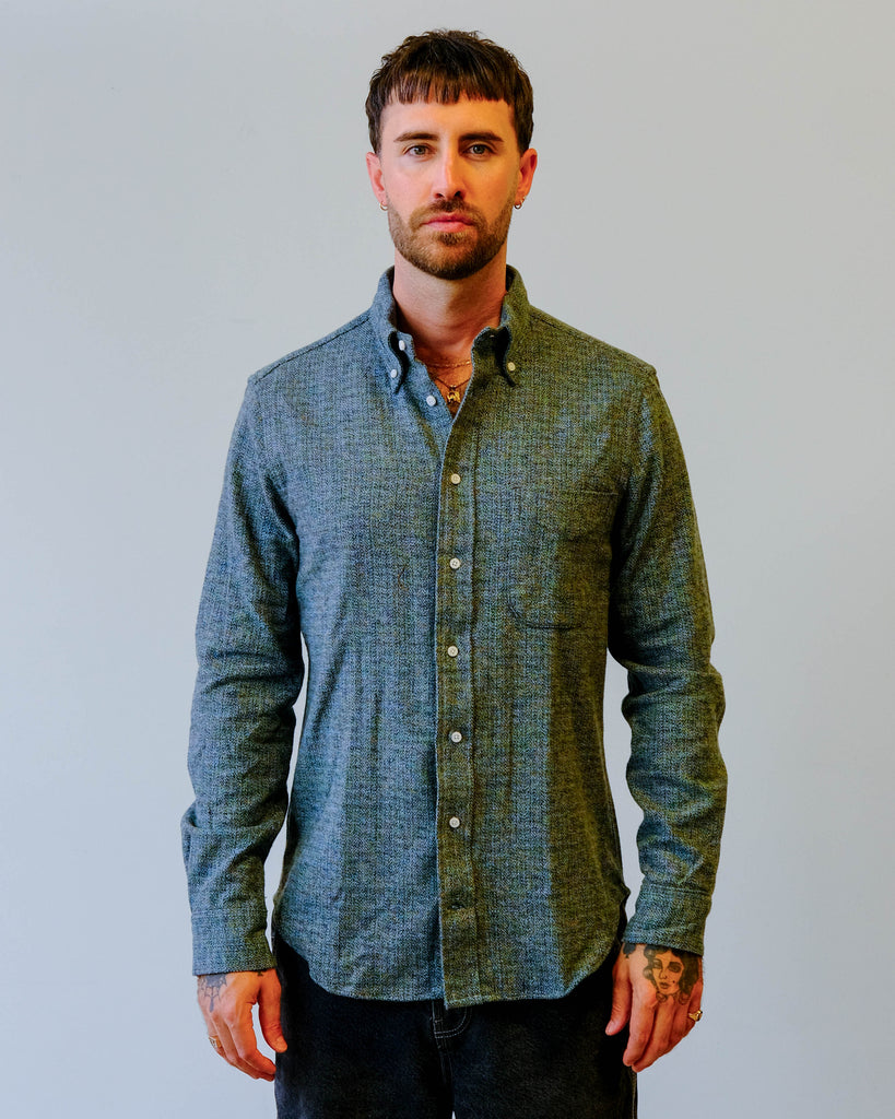 Gitman Vintage Blue Cotton Tweed