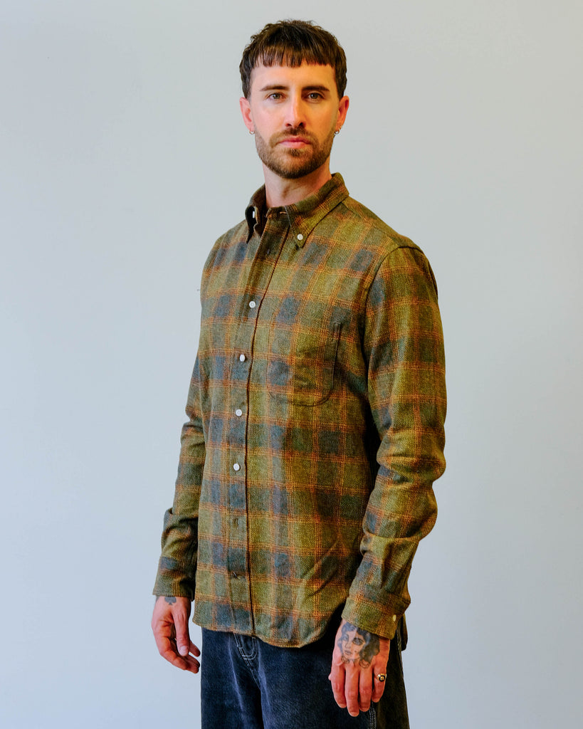 Gitman Vintage Olive Cotton Tweed Check model