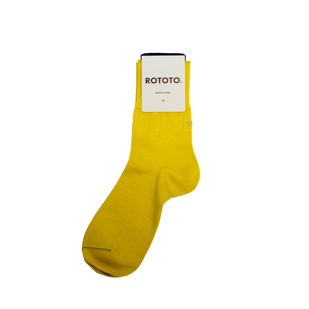 RoToTo Organic Cotton & Recycle Polyester Mini Crew Socks Lemon
