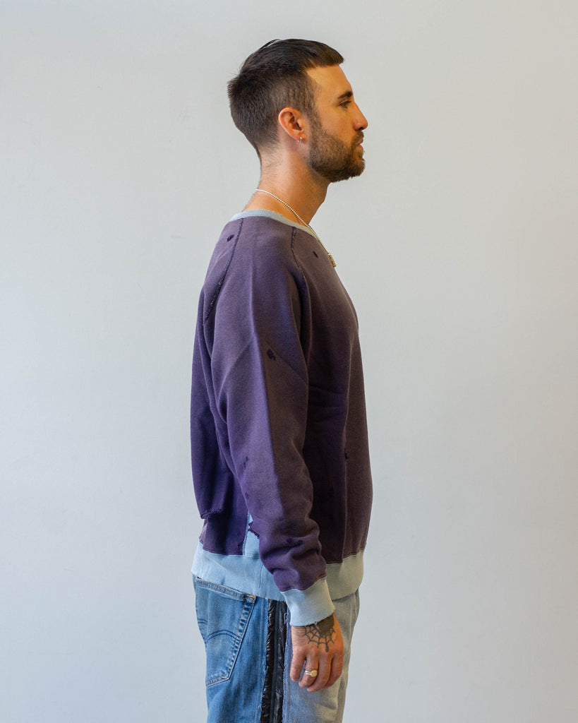 Needles 2-Tone Crew Neck Sweat Shirt Cotton French Terry Purple side