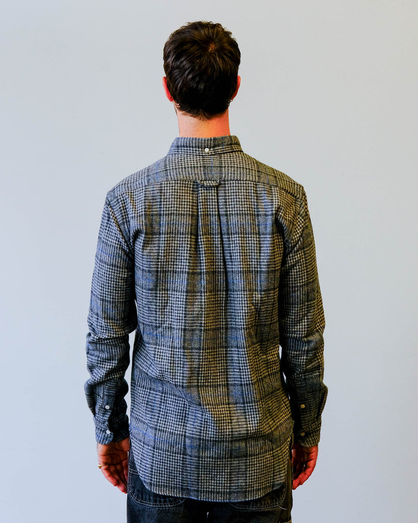 Gitman Vintage Grey Cotton Tweed Check back