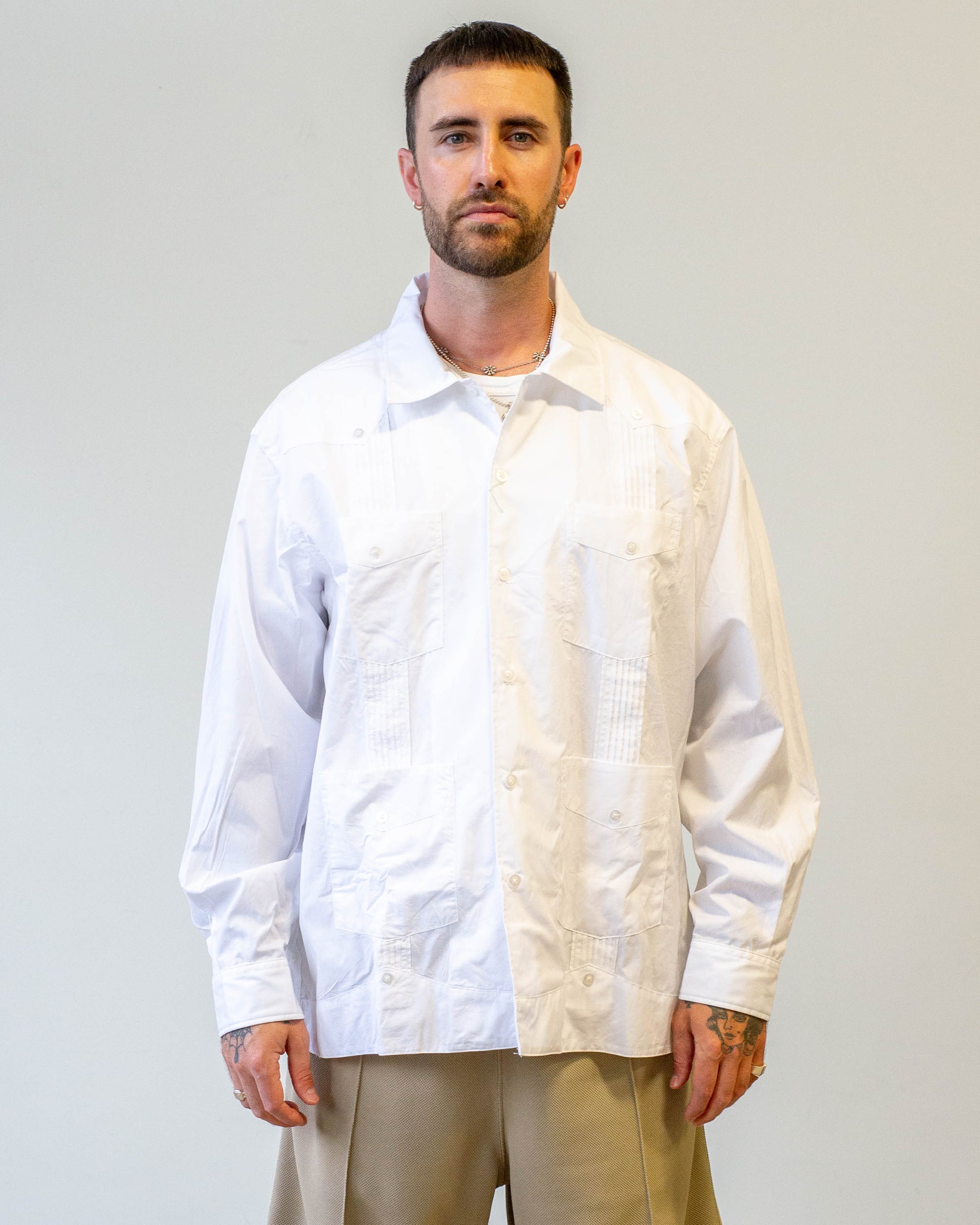 トップス Engineered Garments Shawl Shirt White Engineered Garments Shawl Shirt White トップス