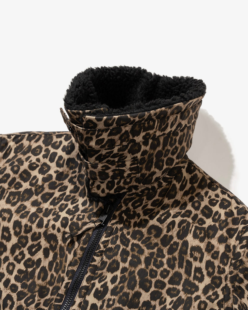 Engineered Garments B3 Jacket Brown Nyco Leopard Print collar detail