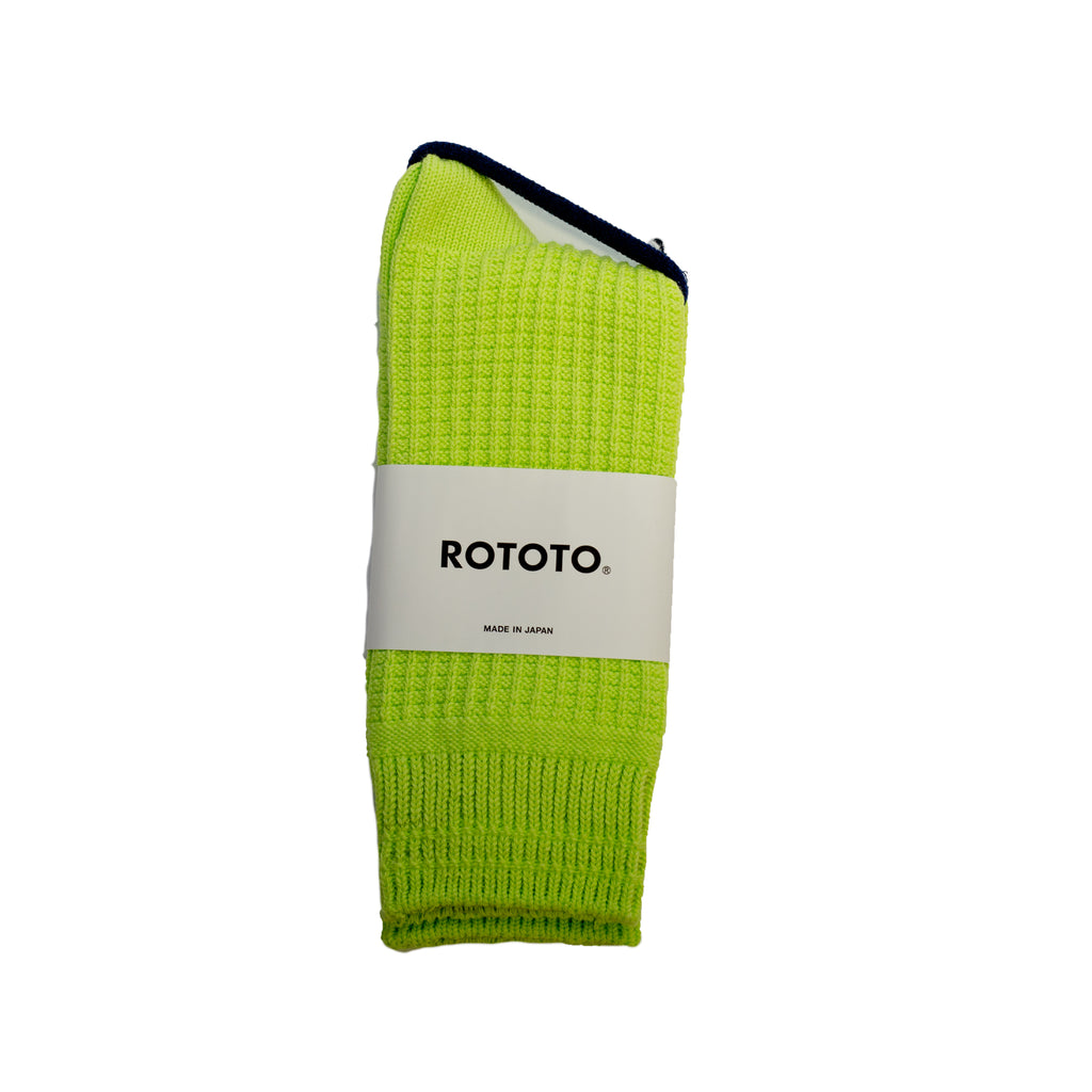 RoToTo Cotton Waffle Crew Socks Lime
