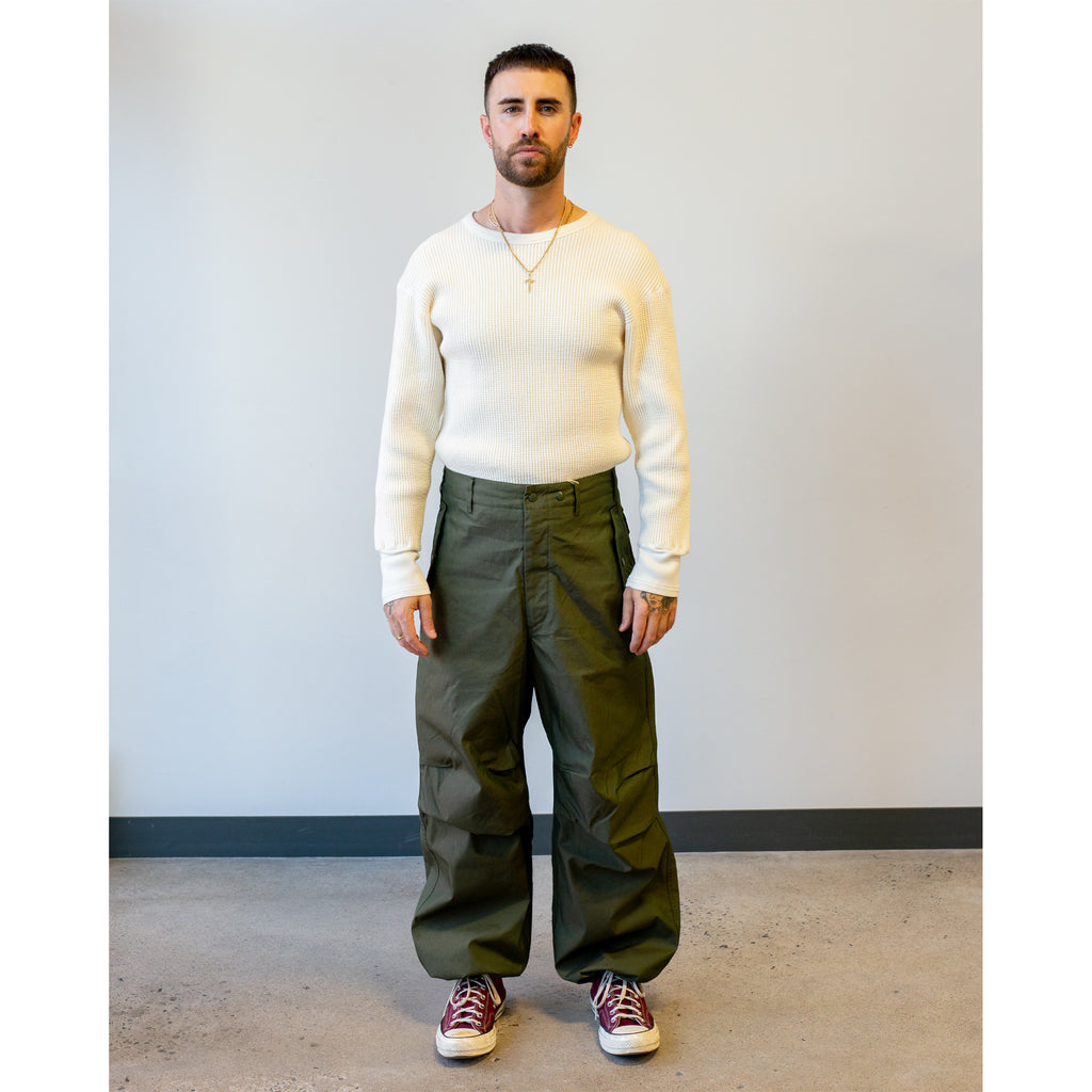 Engineered Garments Over Pant Olive CP Weather Poplin model