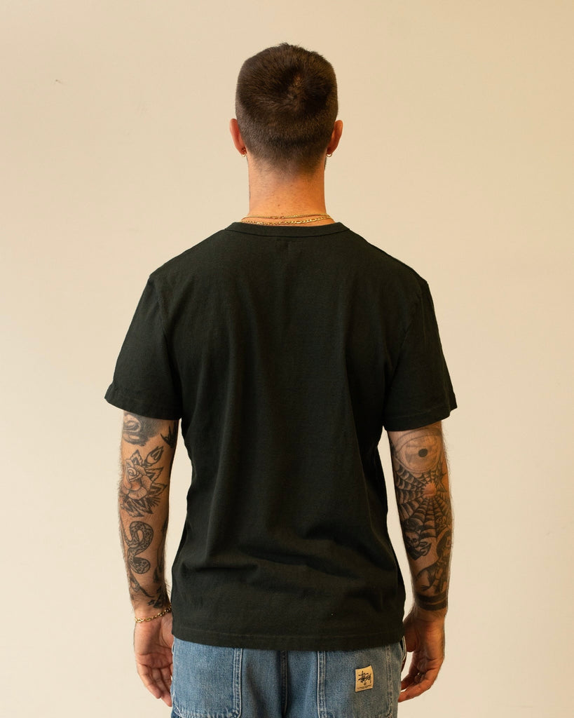 Homespun Knitwear Heavyweight Slub Tee Zimbabwe Jersey Aged Black on model back