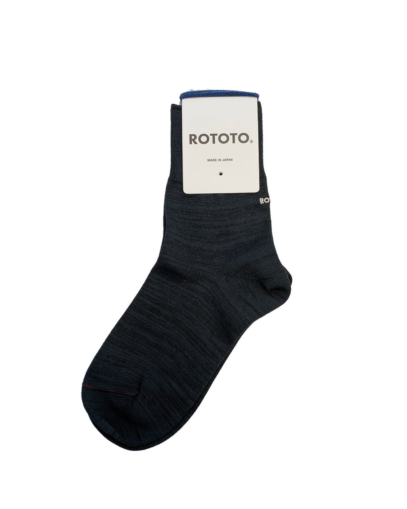 ROTOTO Organic Cotton & Recycle Polyester Mini Crew Socks Black